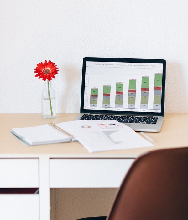 Futuristic digital workspace showcasing modern investment education technology